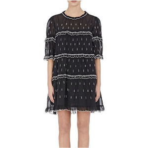 Isabel Marant Black and White Mini Dress with Ruffle Design